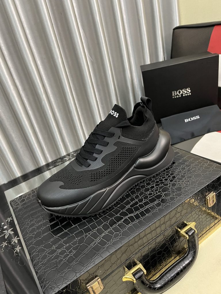 HUGO BOSS メンズ スニーカー ブラック ネット素材 ローカット カジュアルシューズ…｜旅行に使いやすいシューズを写真で確認