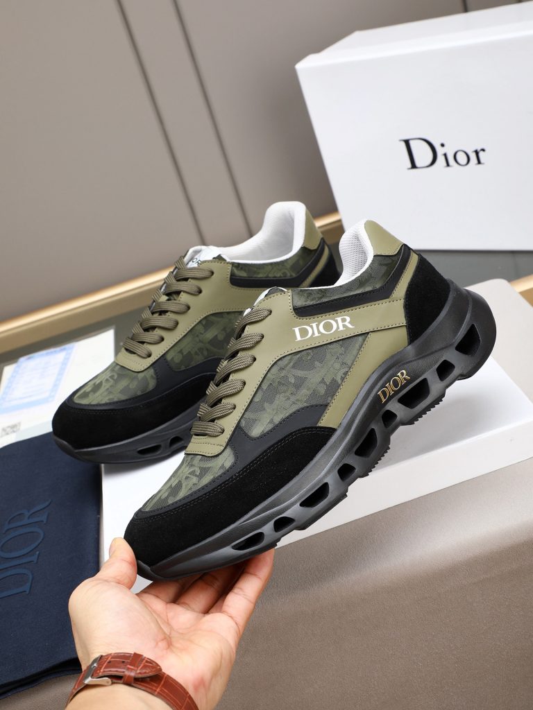 Dior 男士运动鞋 カモフラ柄 オールドスクール スニーカー ブラック レザー メンズ 2色入 🖤 - 画像 2