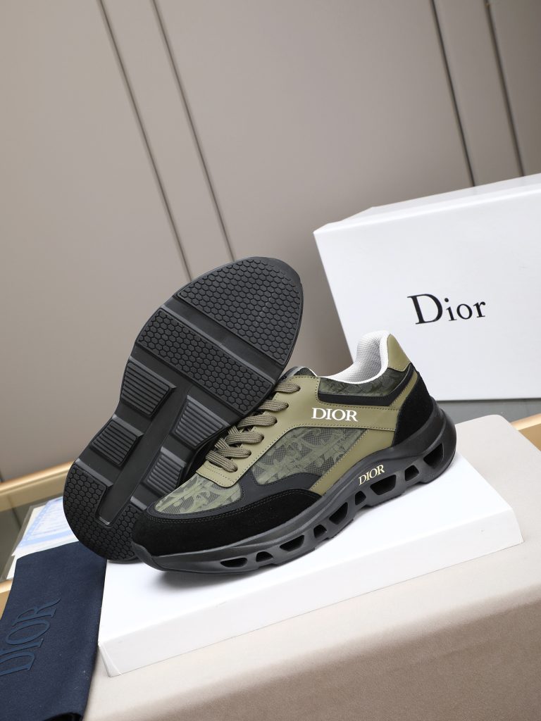 Dior 男士运动鞋 カモフラ柄 オールドスクール スニーカー ブラック レザー メンズ 2色入 🖤 - 画像 3