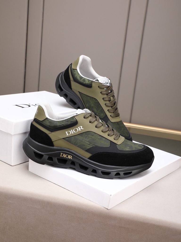 Dior 男士运动鞋 カモフラ柄 オールドスクール スニーカー ブラック レザー メンズ 2色入 🖤 - 画像 4