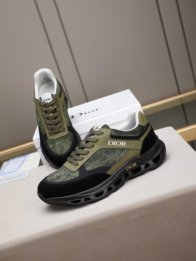 Dior 男士运动鞋 カモフラ柄 オールドスクール スニーカー ブラック レザー メンズ 2色入 🖤 - 画像 8