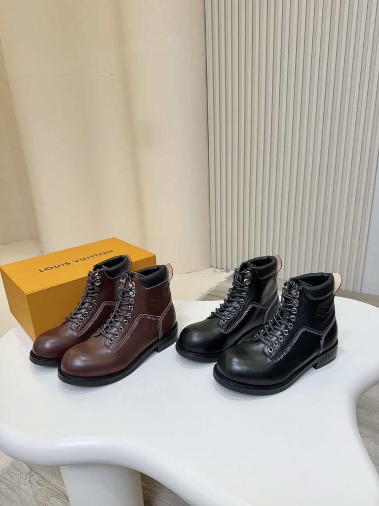 ルイ・ヴィトン メンズ ブーツ ブラウン 2色 レザー 革 本革 ハイカット メンズ ブーツ 40 サイズ 🧦 - 画像 3