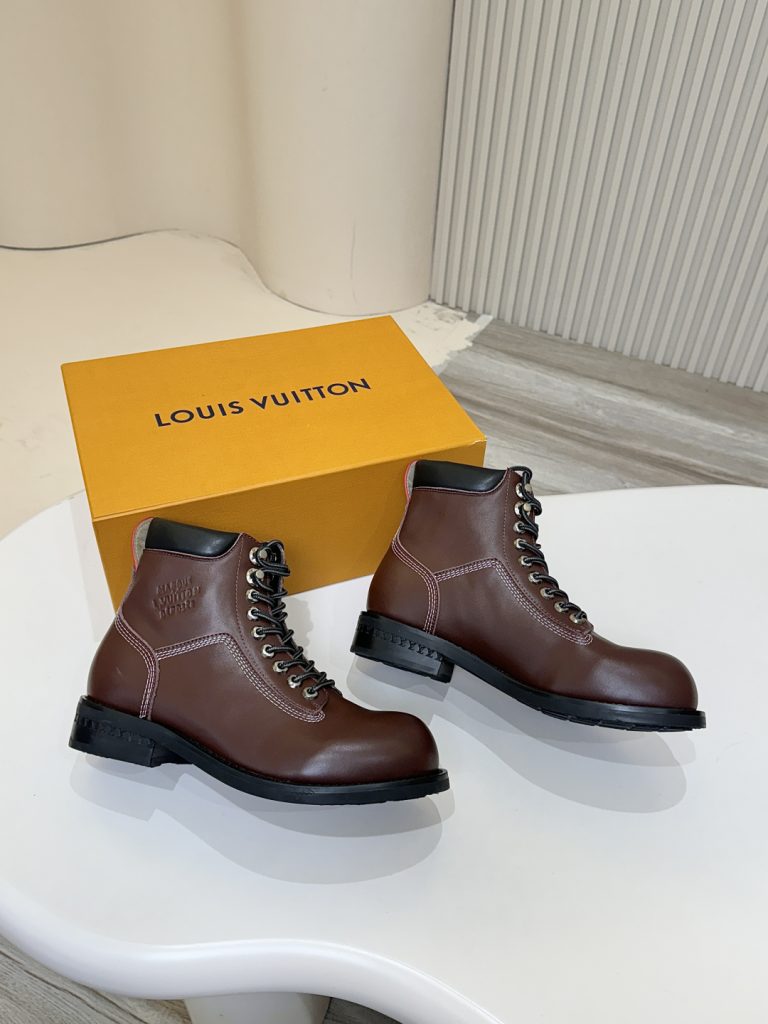 ルイ・ヴィトン メンズ ブーツ ブラウン 2色 レザー 革 本革 ハイカット メンズ ブーツ 40 サイズ 🧦 - 画像 7
