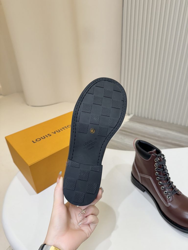 ルイ・ヴィトン メンズ ブーツ ブラウン 2色 レザー 革 本革 ハイカット メンズ ブーツ 40 サイズ 🧦 - 画像 8