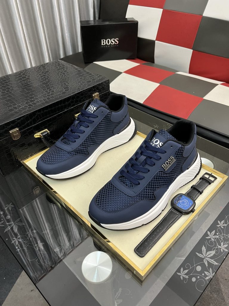 HUGO BOSS 男士运动鞋 青蓝色 36-48码 舒适透气 网面设计 🏃♂️ - 画像 2
