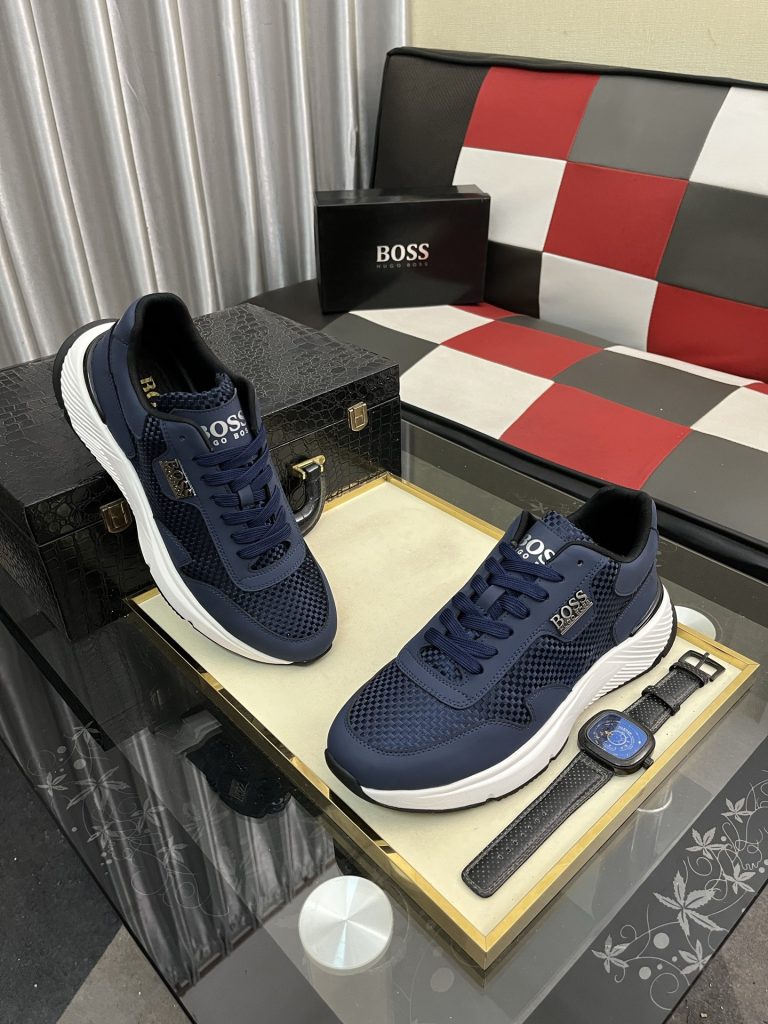 HUGO BOSS 男士运动鞋 青蓝色 36-48码 舒适透气 网面设计 🏃♂️ - 画像 3