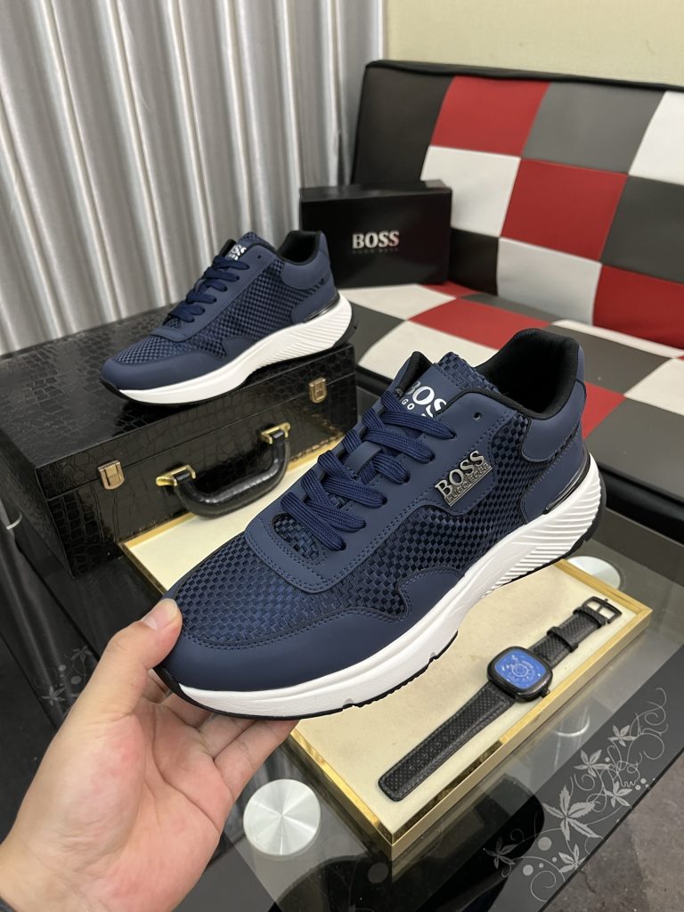 HUGO BOSS 男士运动鞋 青蓝色 36-48码 舒适透气 网面设计 🏃♂️ - 画像 5