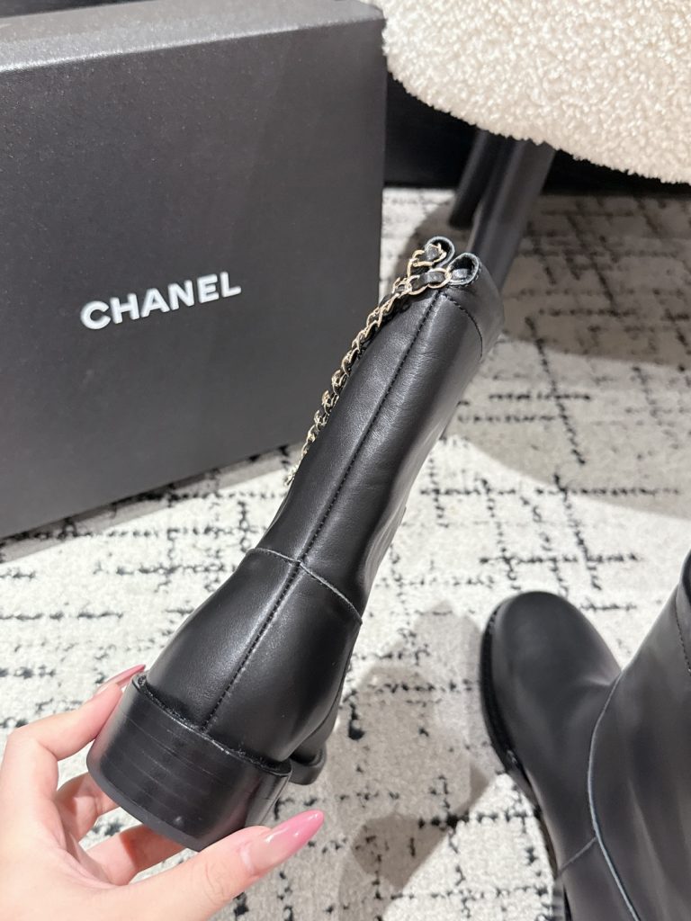CHANEL ブーツ レディース 黒 チェーン フラット 脚首丈 靴 1足 37サイズ - 画像 7