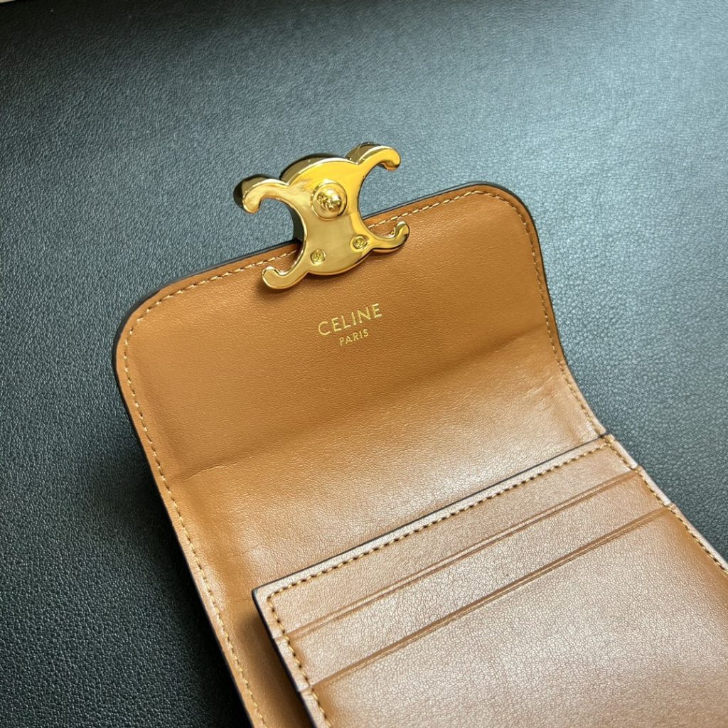 CELINE セリーヌ ワallet ミニ イエロー 茶色 レザー キャンバス ミニ財布 2色 - 画像 5