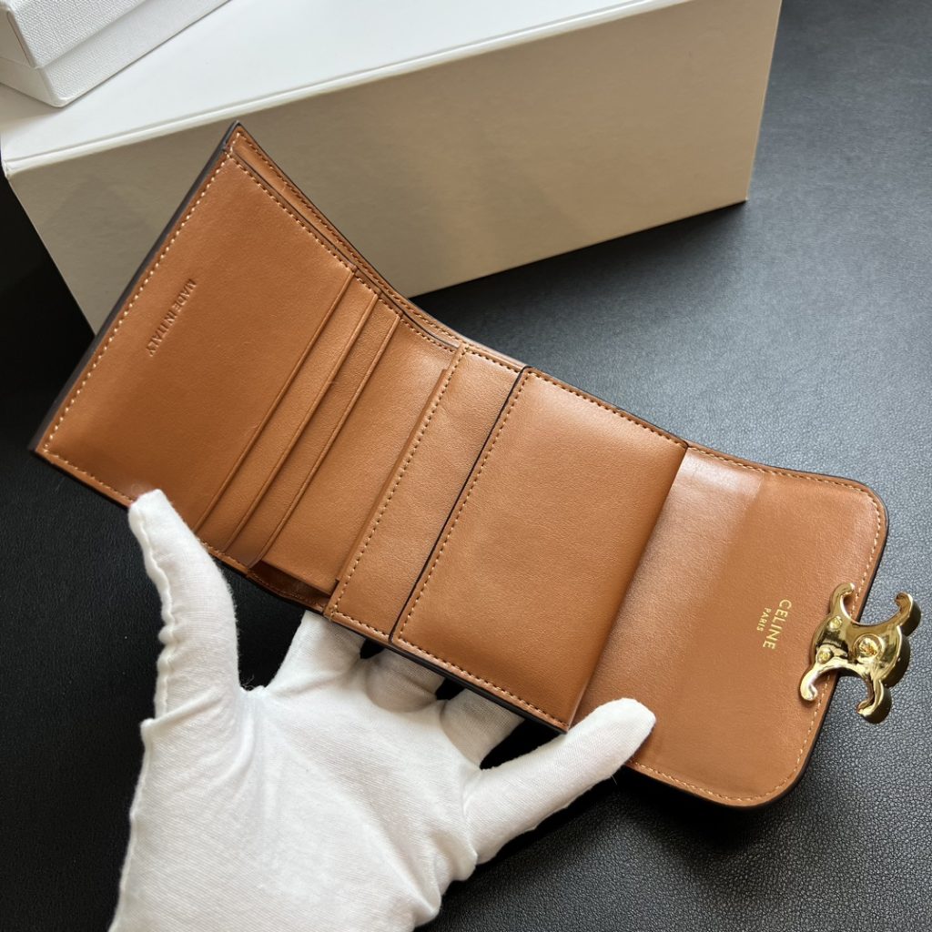 CELINE セリーヌ ワallet ミニ イエロー 茶色 レザー キャンバス ミニ財布 2色 - 画像 8