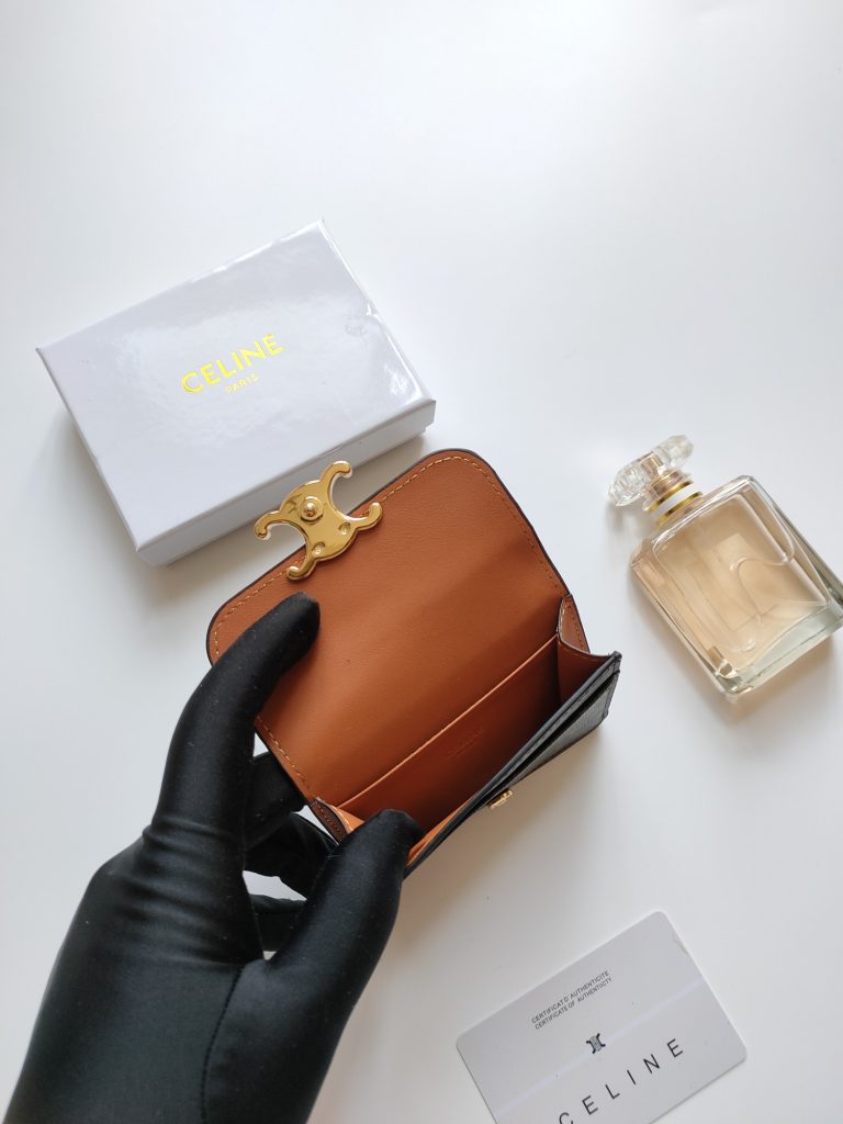 CELINE セリーヌ カードケース ブラウン レザー シグネチャー柄 高級感 プレゼントにも最適 - 画像 6