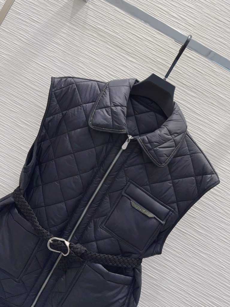 Brunello Cucinelli 2025FW ダウンベスト 100%綿 ブラック - 画像 2
