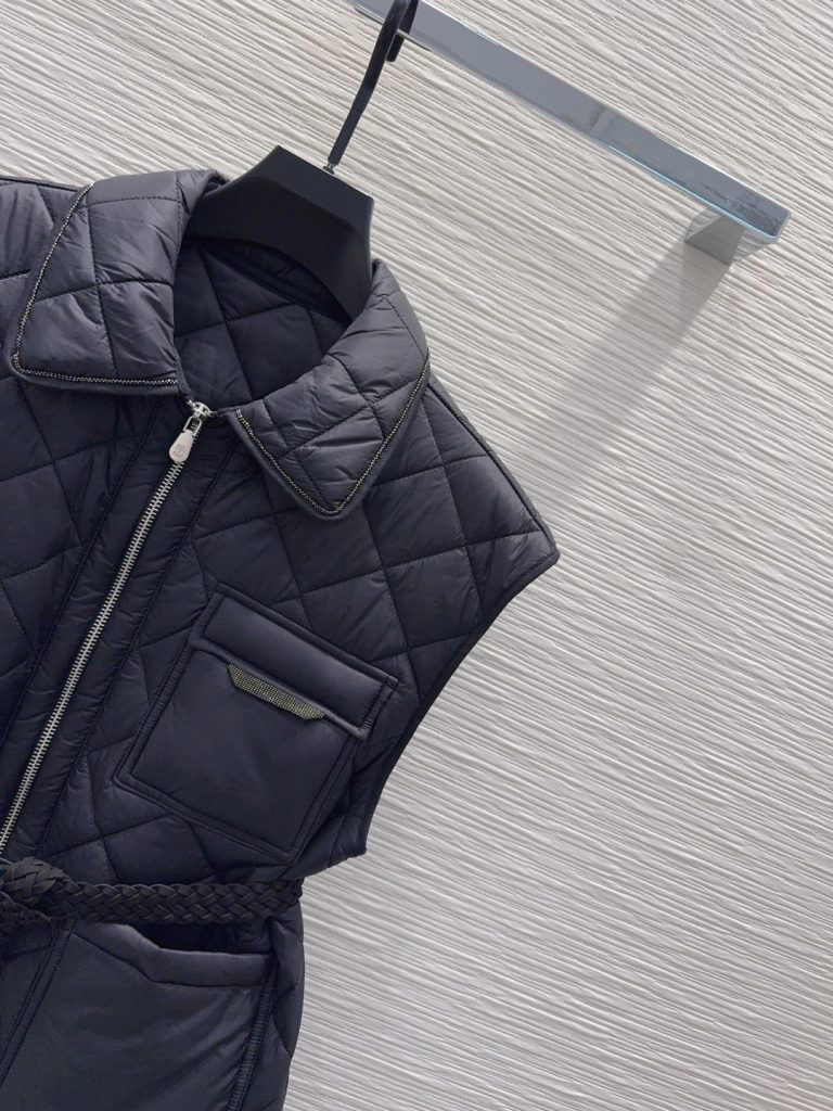 Brunello Cucinelli 2025FW ダウンベスト 100%綿 ブラック - 画像 4