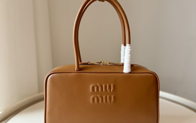 Miu Miu ミュウミュウ ハンドバッグ マットレザー コンパクト ブラウン