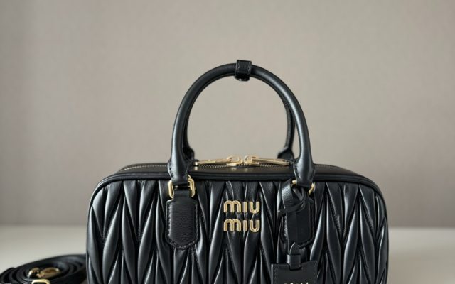 Miu Miu ミュウミュ レザー キャリーバッグ ブラック|コンパクト・軽量・収納力
