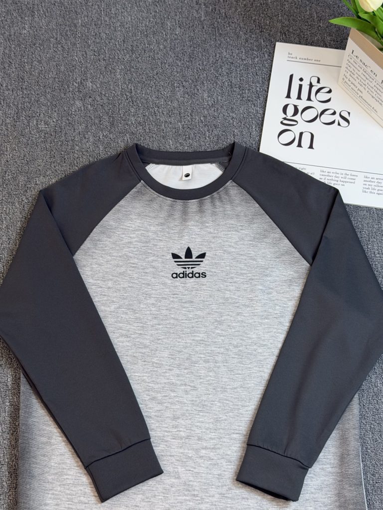 adidas ロンT ラグラン スポーツウェア 通勤カジュアル ブラック/ブラウン/グレー キャンバス - 画像 6