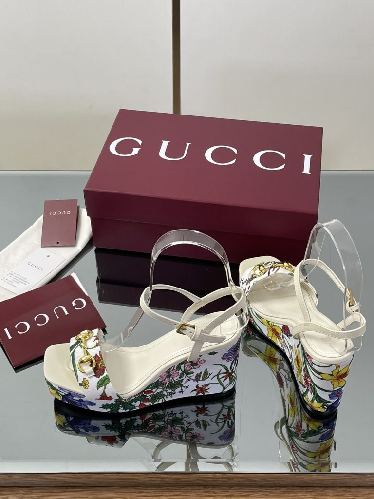 GUCCI グッチ フラットシューズ フラワー柄 シューズ サンダル フラット サンダル ハイヒール 花柄 38サイズ 551545 - 画像 6