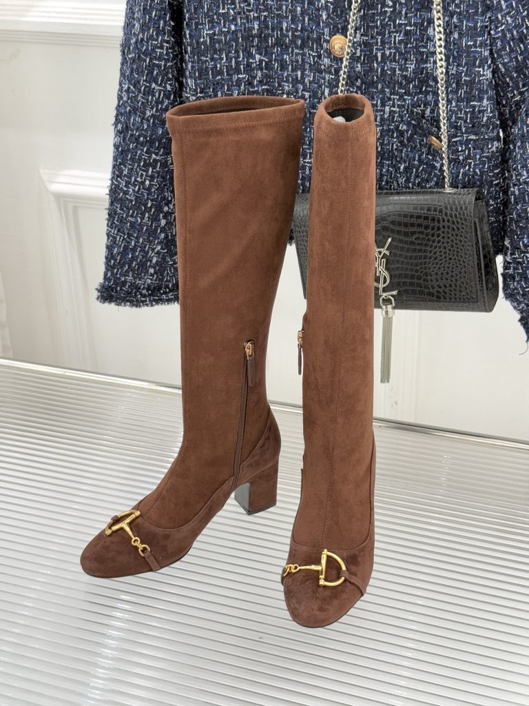 GUCCI グッチ レディース レイズドブーツ 本革 通勤 ブラック - 画像 2