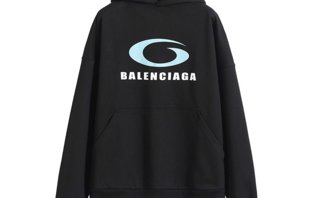 BALENCIAGA バレンシアガ 半環図騰印花フーディー ブラック