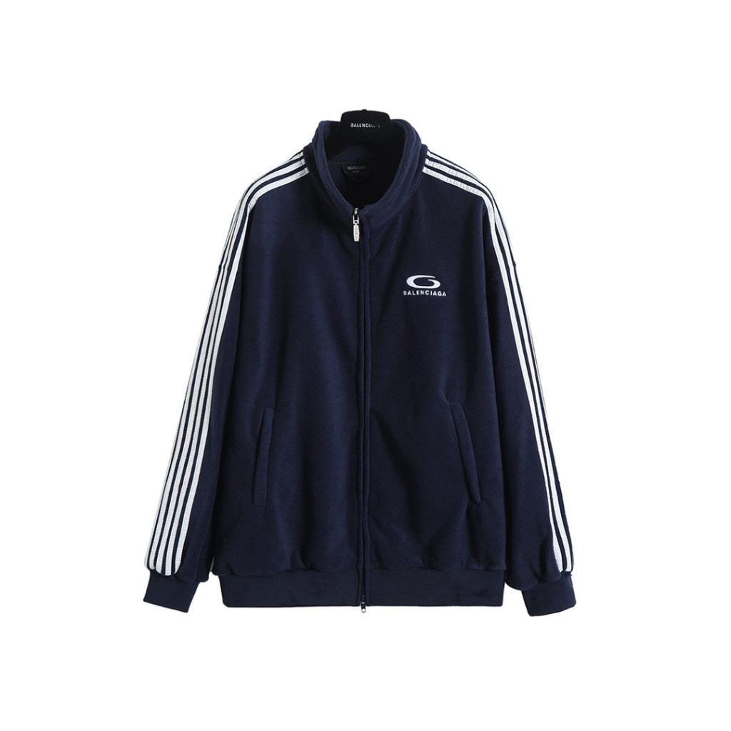 BALENCIAGA バレンシアガ フルジップトラックジャケット 本革 フリース 通勤 全2…|カフェに使いやすいファッションアイテムを写…