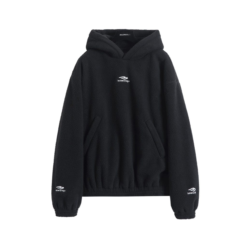 BALENCIAGA バレンシアガ フルーティング フリースパーカー 黒色｜カフェに使いやすいファッションアイテムを写真で確認