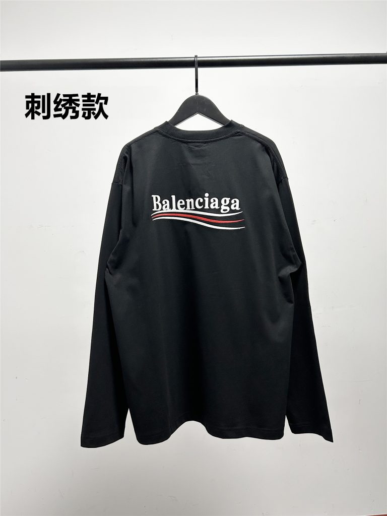 BALENCIAGA バレンシアガ ロングスリーブTシャツ 刺繍 ブラック ファッション|通勤の日に使いやすさを写真で整理