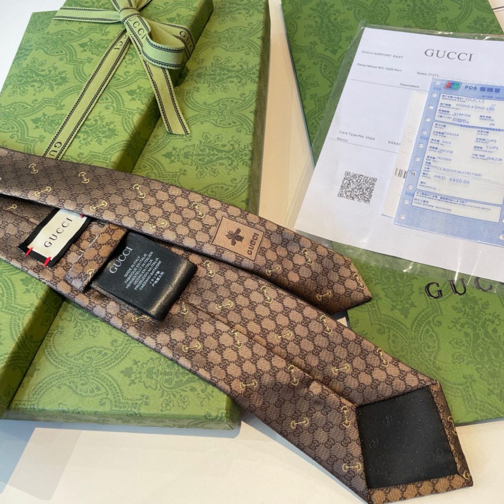 GG柄 ネクタイ ハイブランド調 結婚式 ホスト 衣装 高級シルク調 光沢 ネイビー - 画像 6