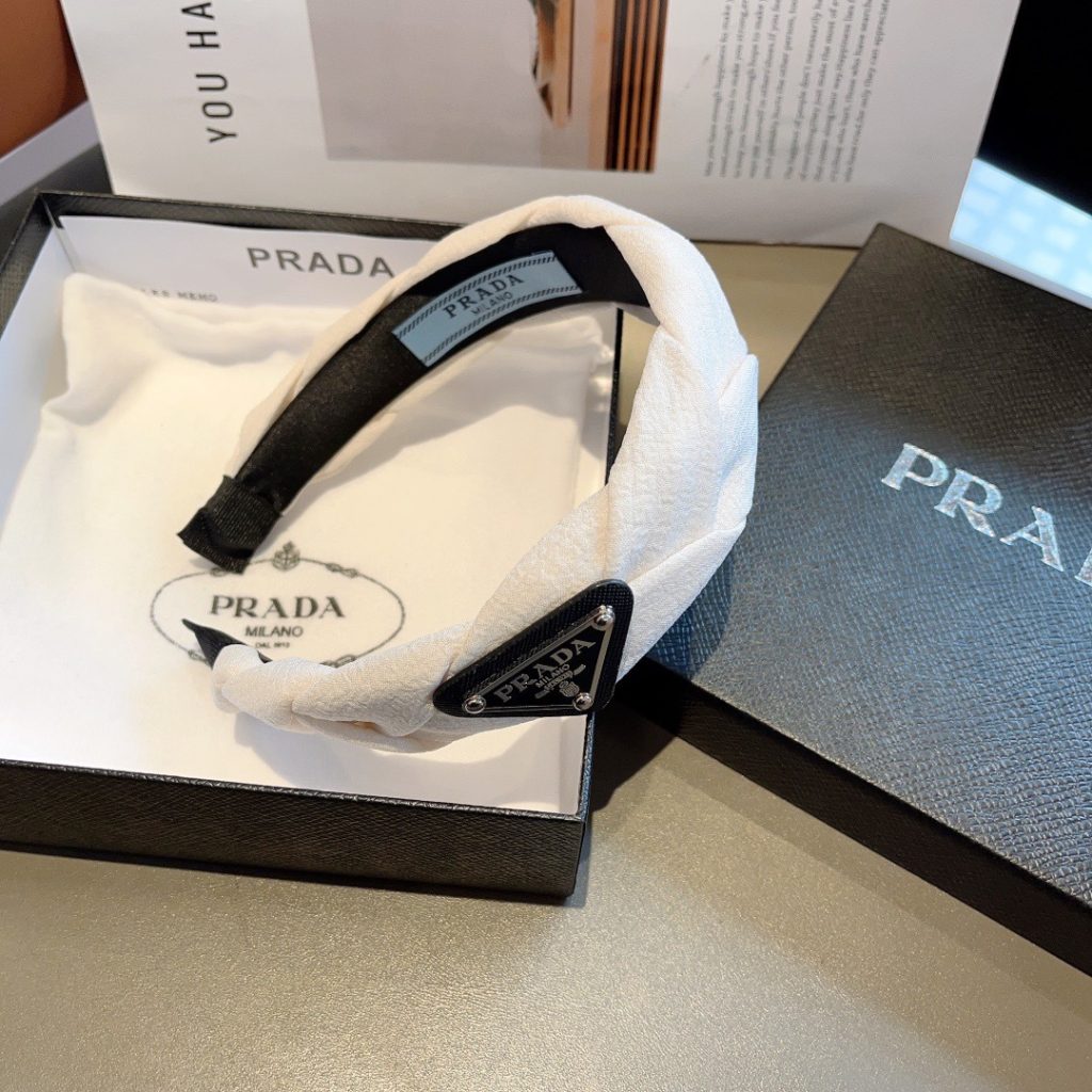 PRADA プラダ ヘアバンド ブランドヘアアクセサリー プラダ ブラック ホワイト - 画像 8
