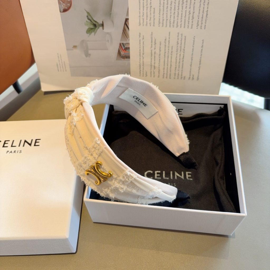 CELINE シャネル ヘアアクセント フレーム ブランド フラットヘアバンド シェービング ブラック ホワイト 全2色 - 画像 5