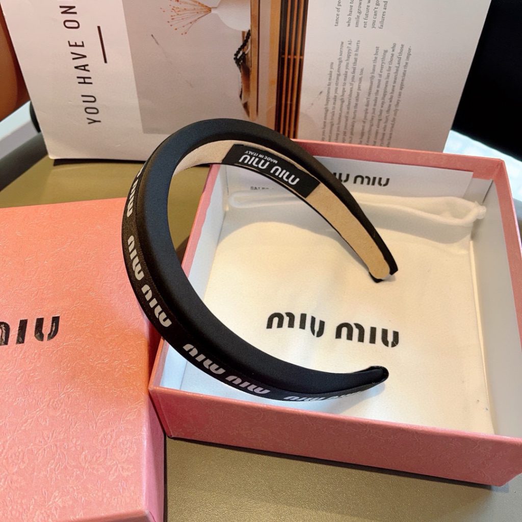 MIU MIU ミウミウ ヘアアクセサリー リボンヘアバンド ブラック - 画像 5