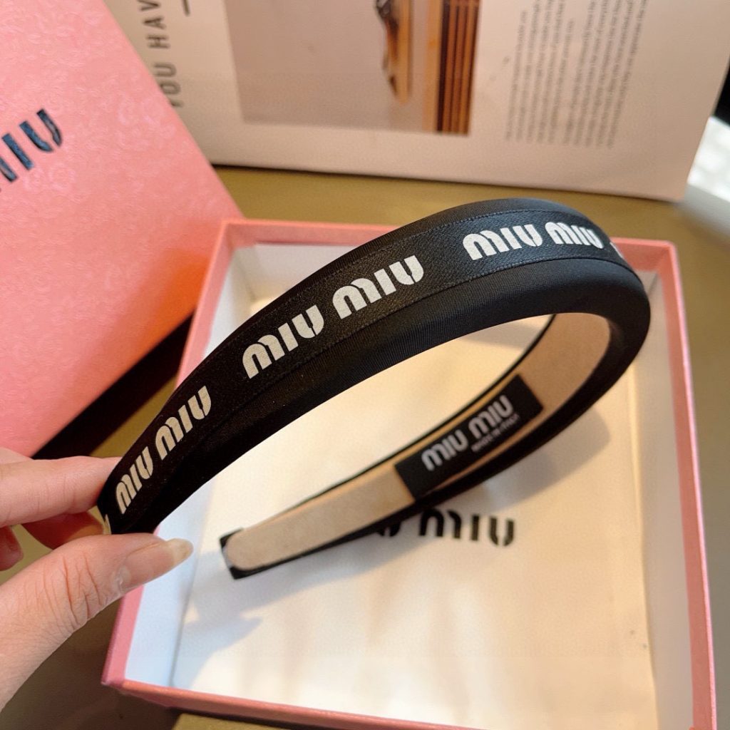 MIU MIU ミウミウ ヘアアクセサリー リボンヘアバンド ブラック - 画像 6