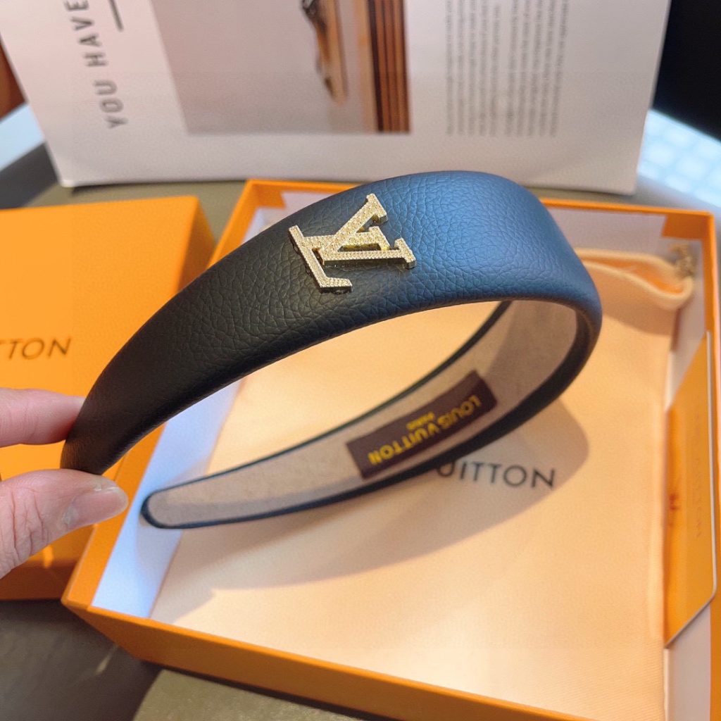 LOUIS VUITTON ルイヴィトン ヘアバンド 本革 ブラック ホワイト - 画像 6