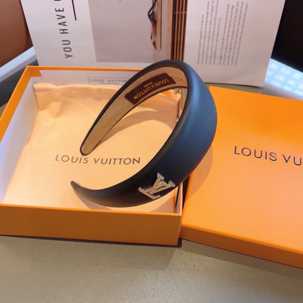 LOUIS VUITTON ルイヴィトン ヘアバンド 本革 ブラック ホワイト - 画像 7