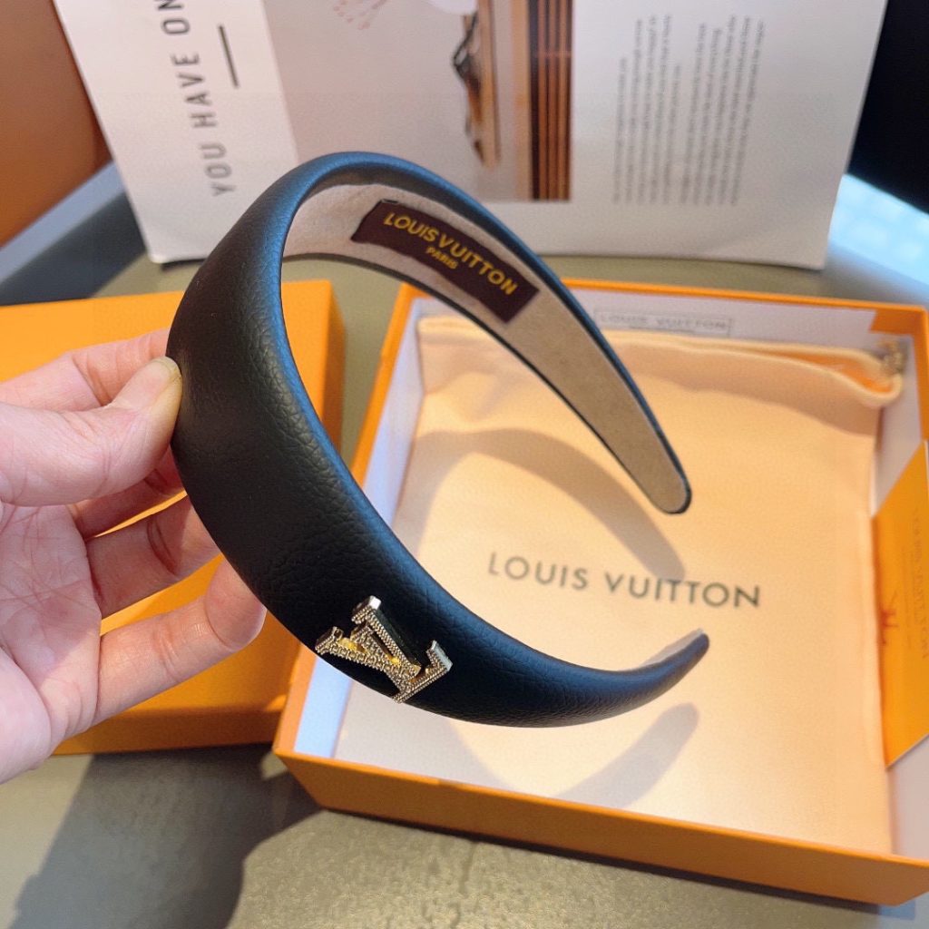 LOUIS VUITTON ルイヴィトン ヘアバンド 本革 ブラック ホワイト - 画像 8